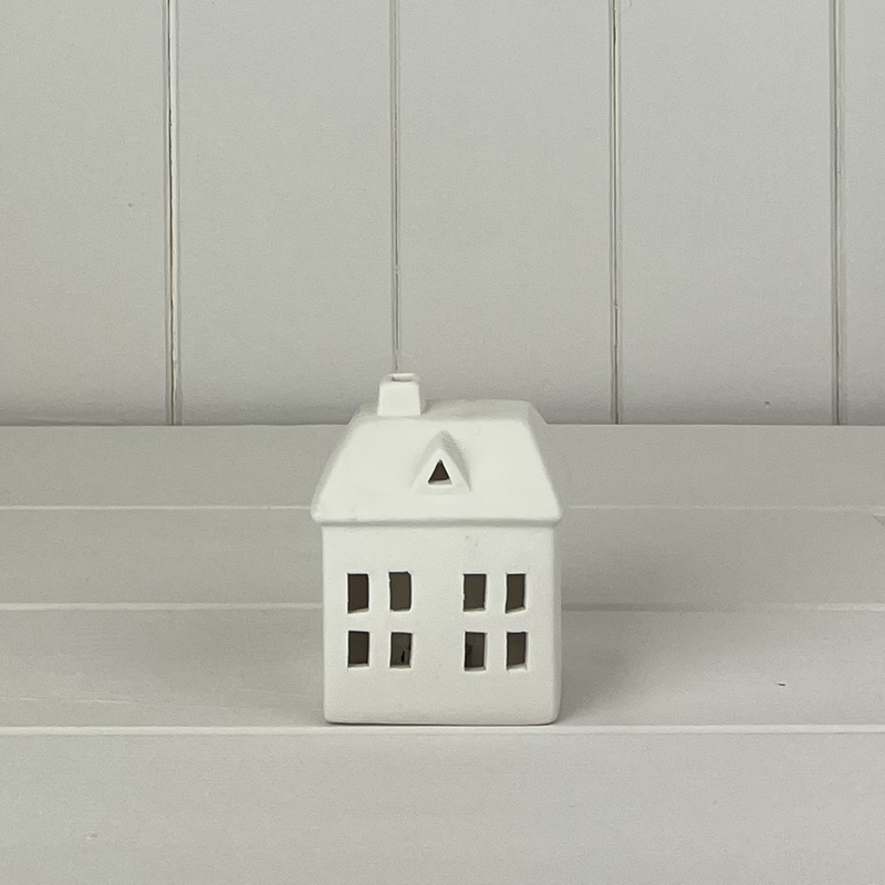 Small White Ceramic House with LED detail page